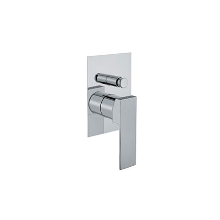 Built-in shower mixer with diverter, rectangular plate