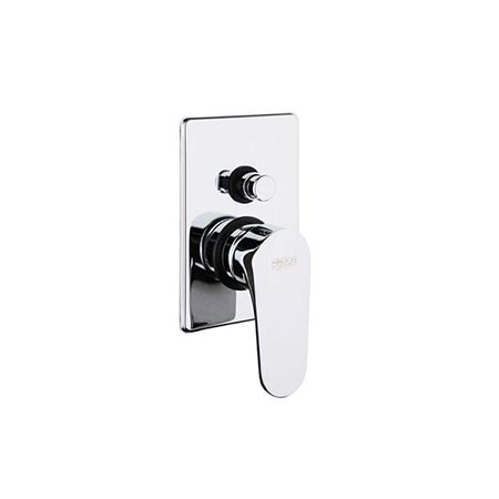 Built-in shower mixer with diverter, semi-round plate